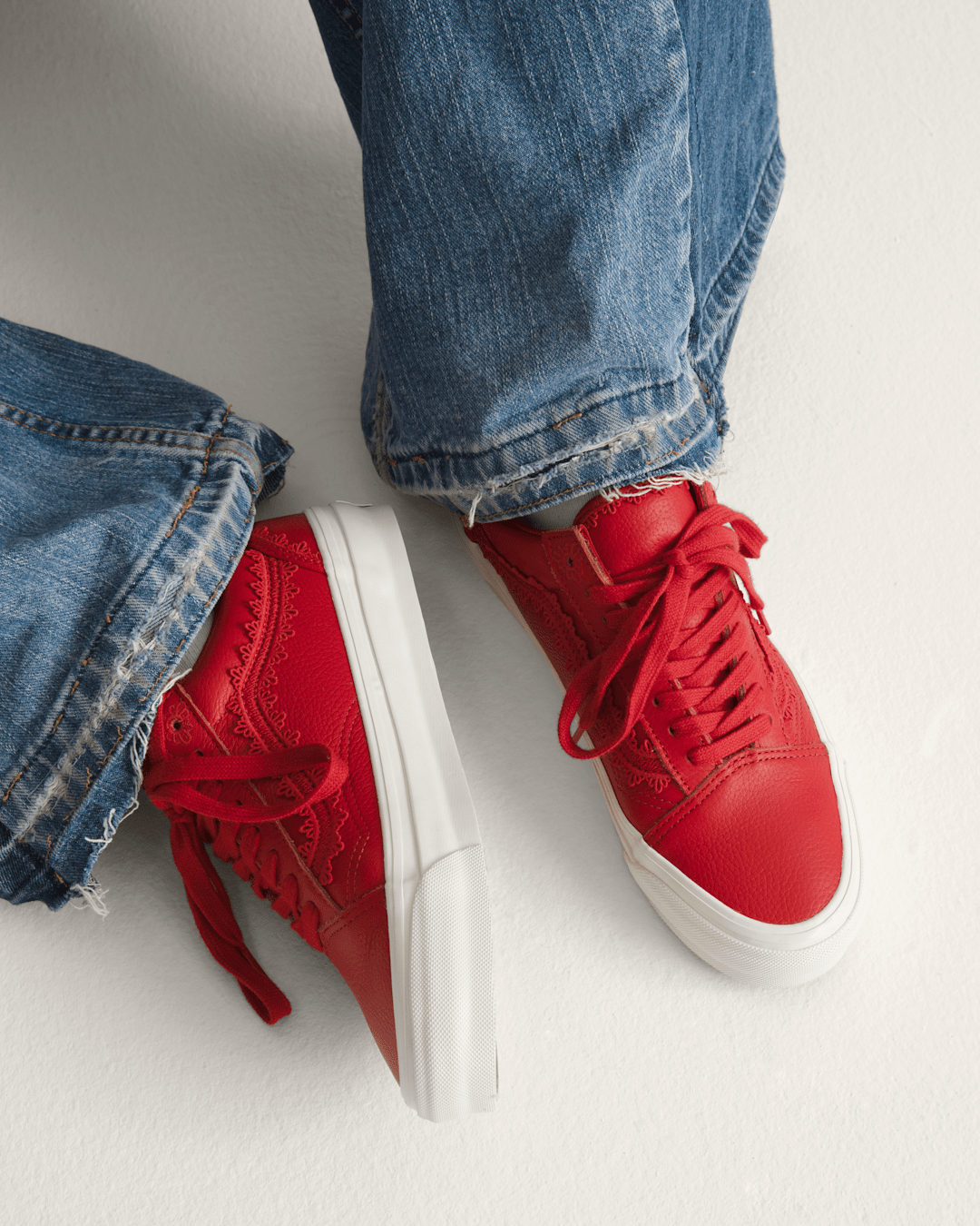 Vans Premium Old Skool Shoe in Racing Red
