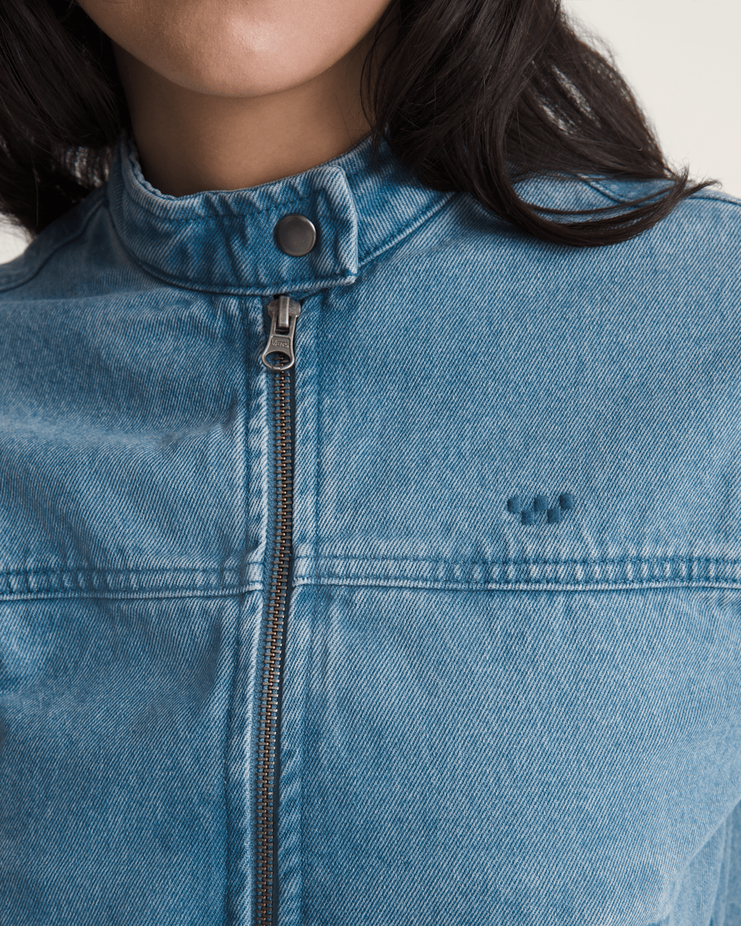 Vans Premium Pomona Collarless Station Jacket in Stonewash Blue
