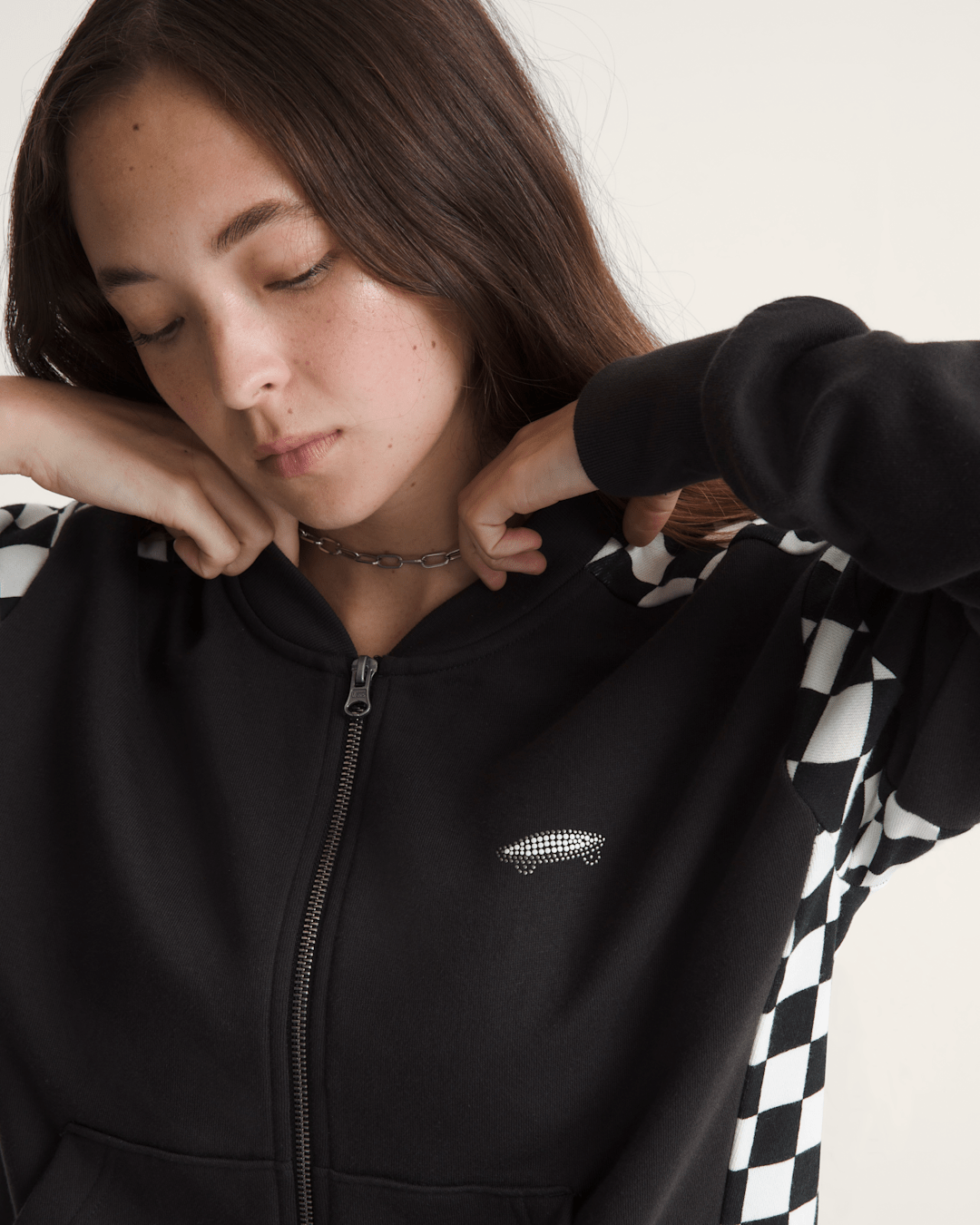 Vans Rookie Track Zip Sweatshirt in Checkerboard Black