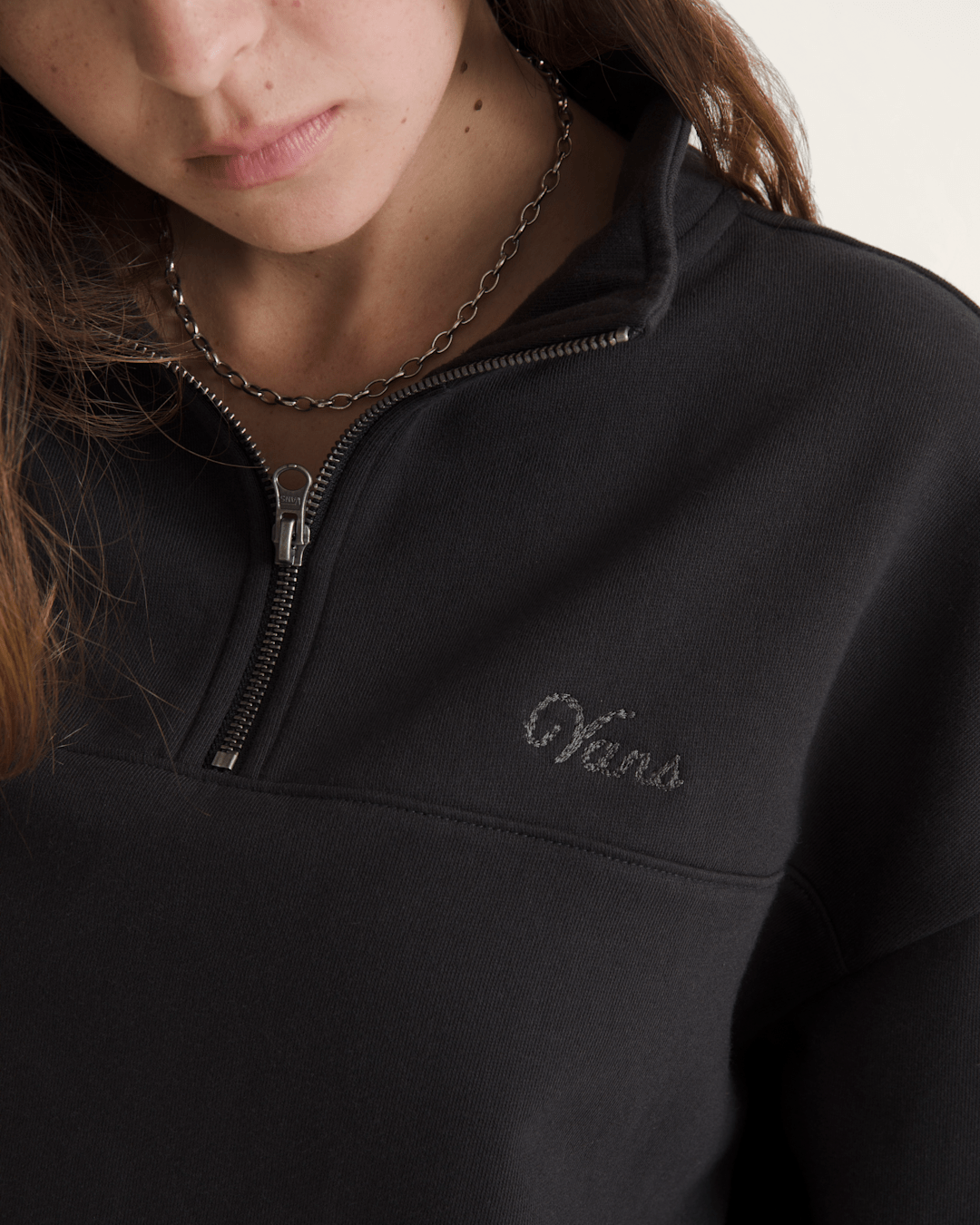 Vans Script Logo Mock Neck Sweatshirt in Black