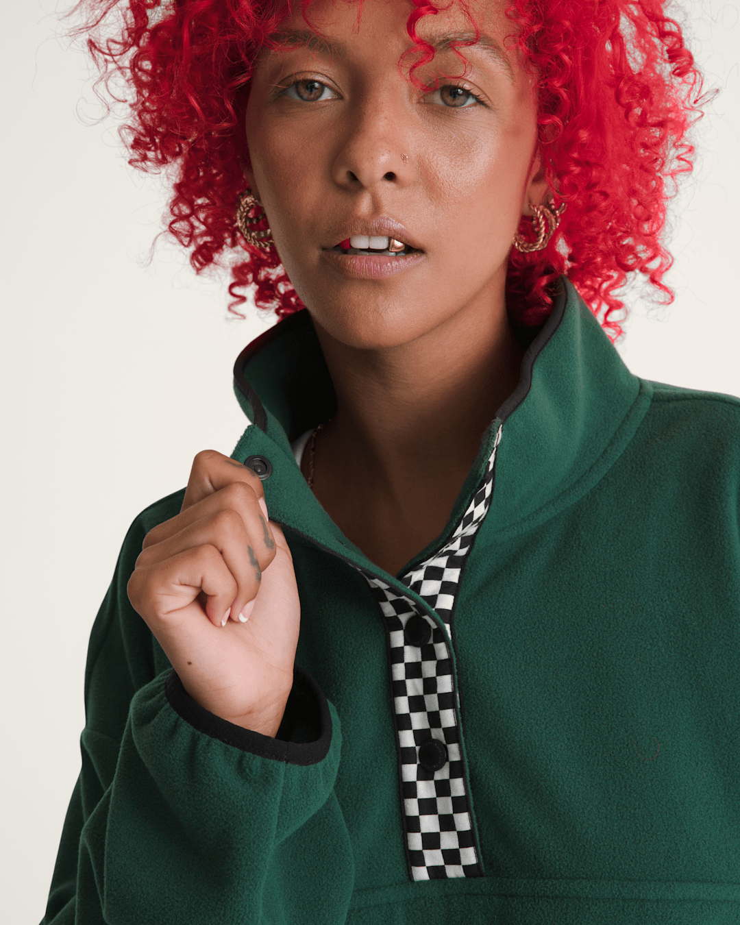 Vans Check Mark Polar Sweatshirt in Emerald Green