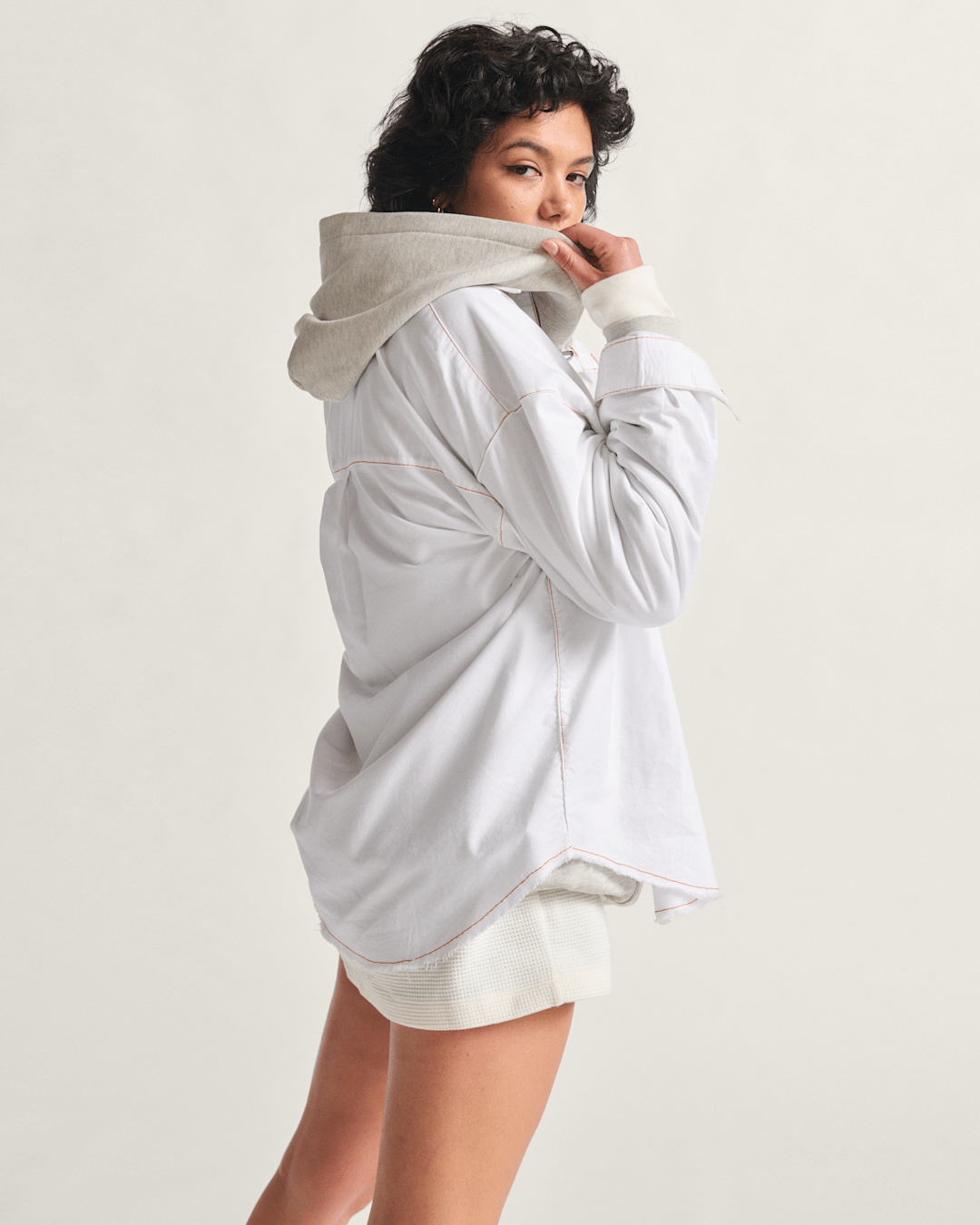 Vans Premium Hoodie in Ash Heather White