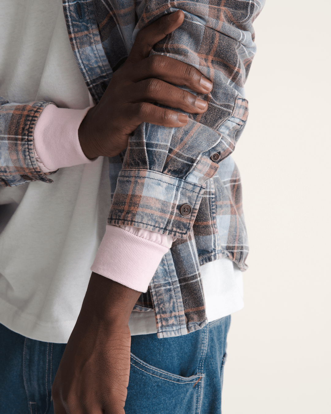Vans Waffle Shop Reimagined 2Fer Flannel Shirt in Grey / Blue
