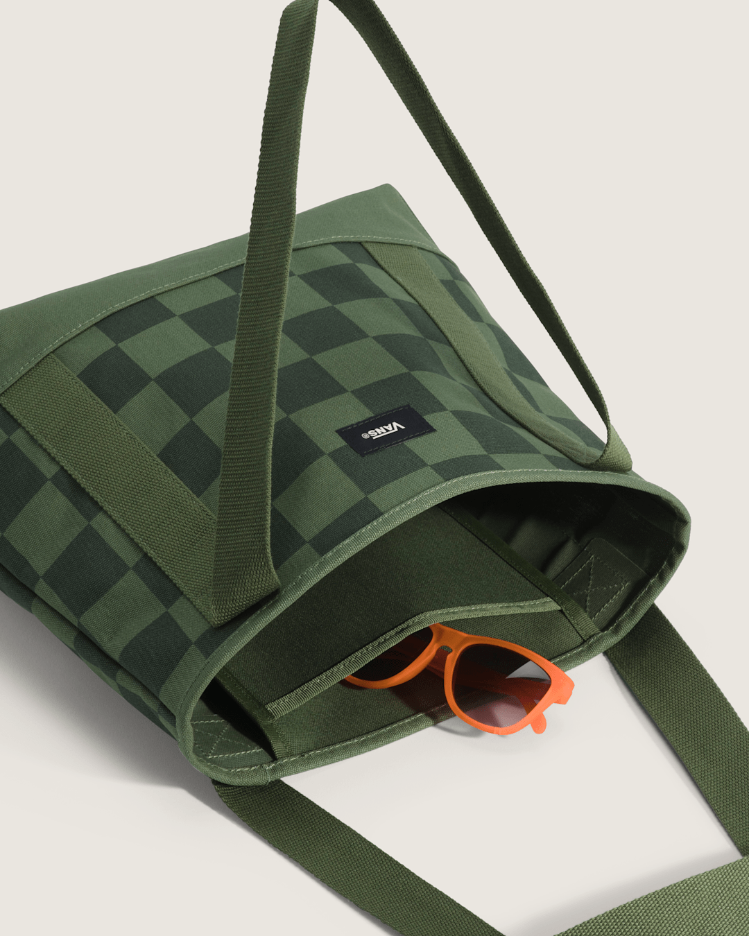 Vans Pergs Midi Tote Bag in Checkerboard Pine Forest Green