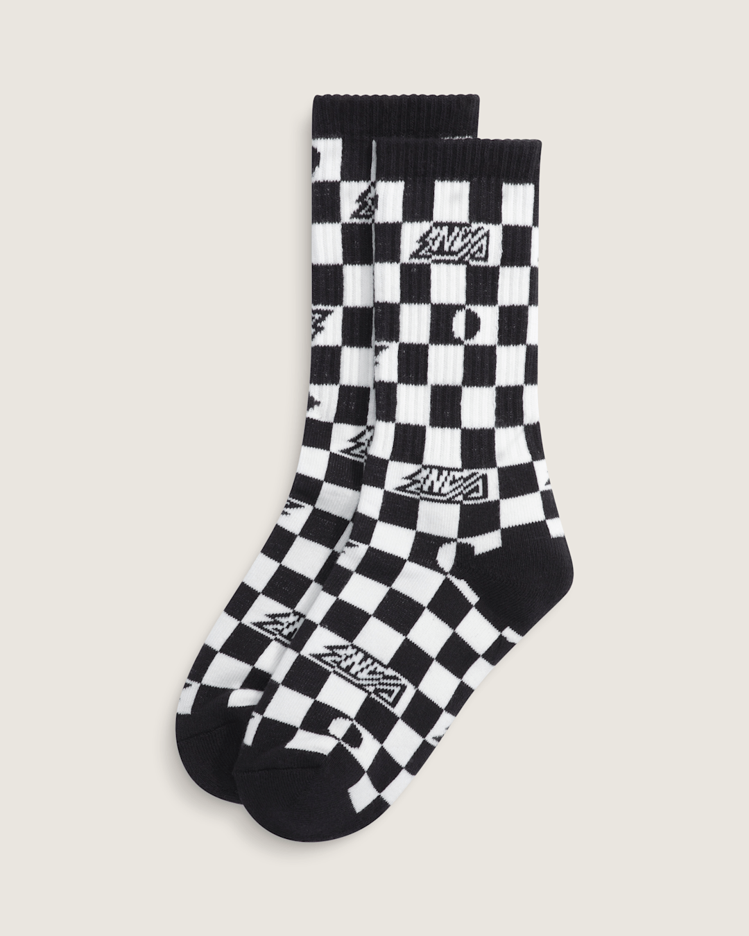 Vans Kids Checkerboard Ticker Crew Socks in Black
