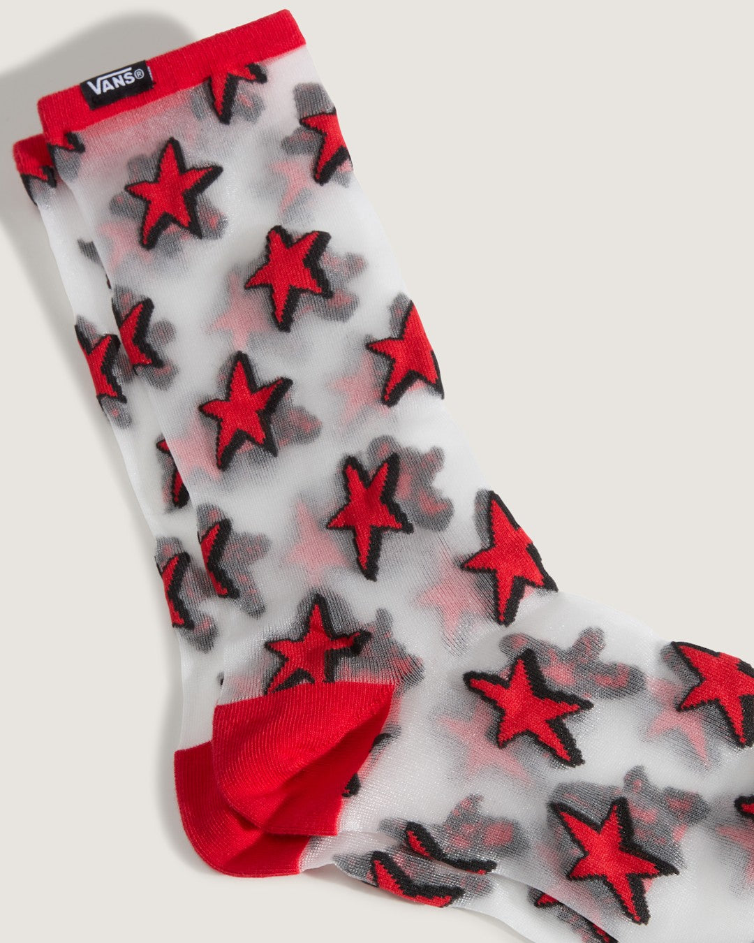 Vans Hazy Sheer Crew Socks in Racing Red