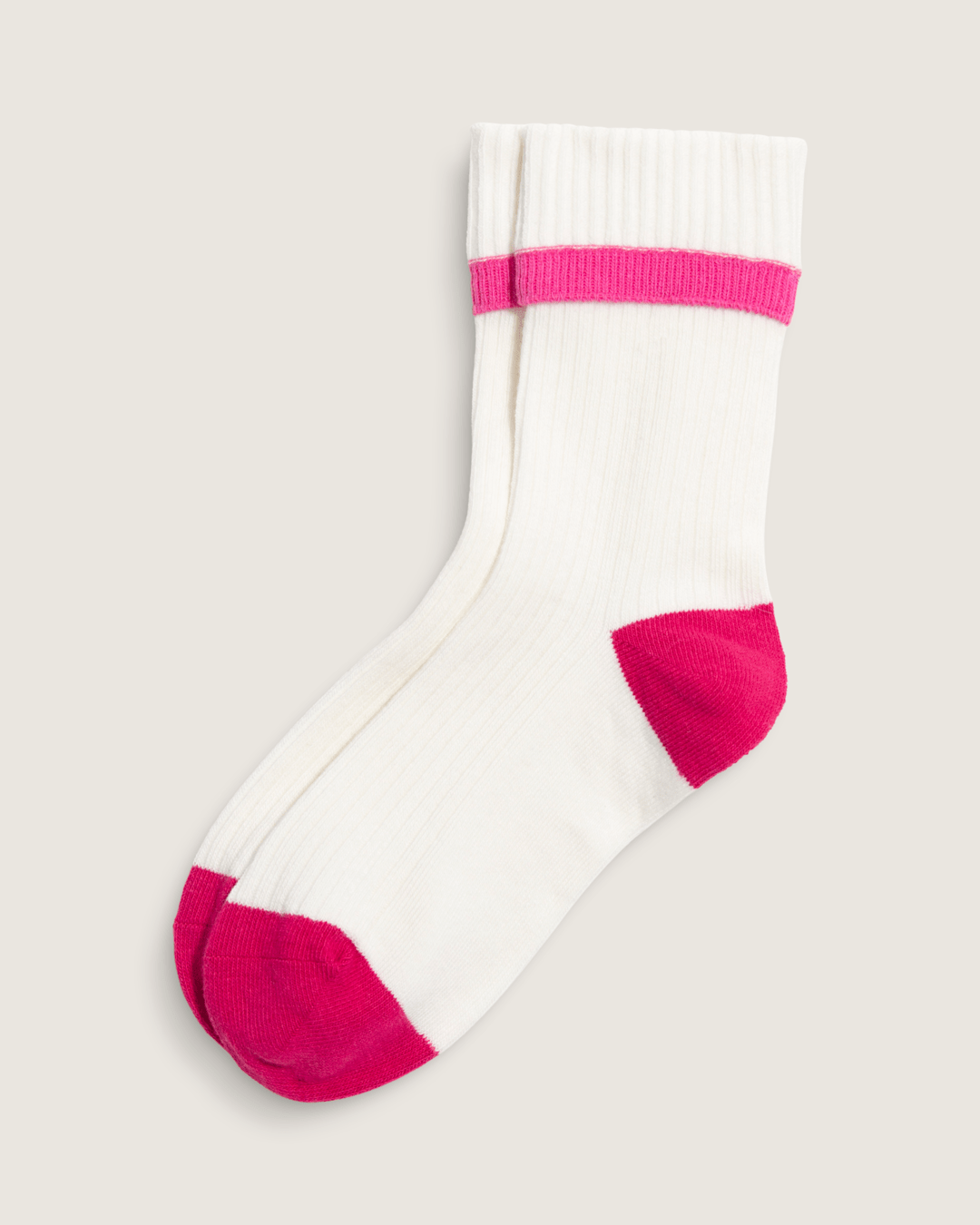Vans Cuff It Half Crew Socks in White / Pink