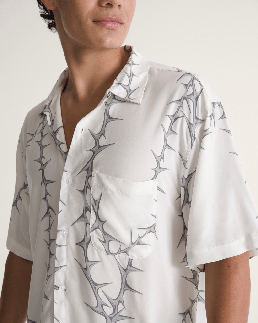 Vans Van Doren Printed Camp Button Up Shirt in White