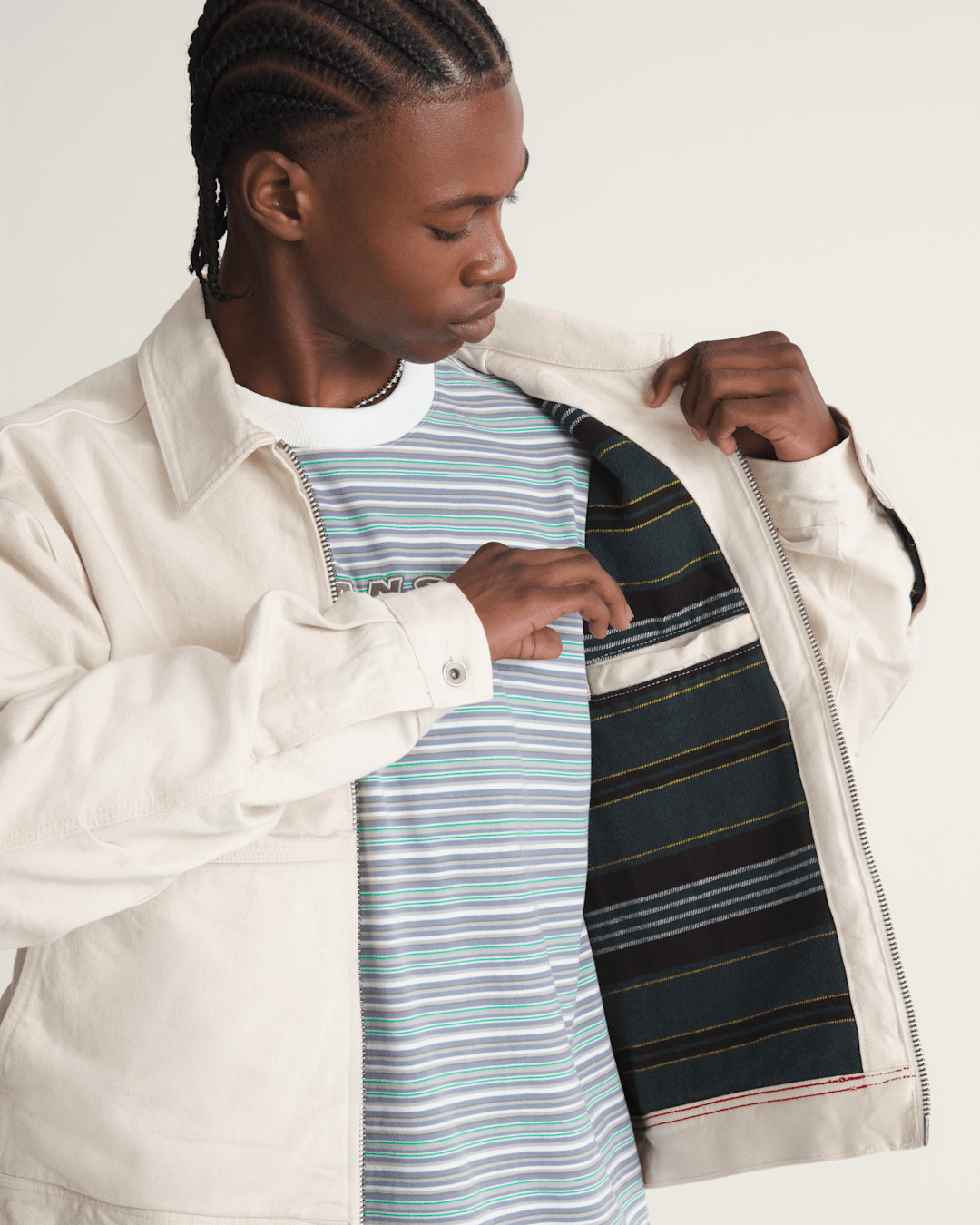 Vans Premium Denim Station Jacket in Natural Seed Beige