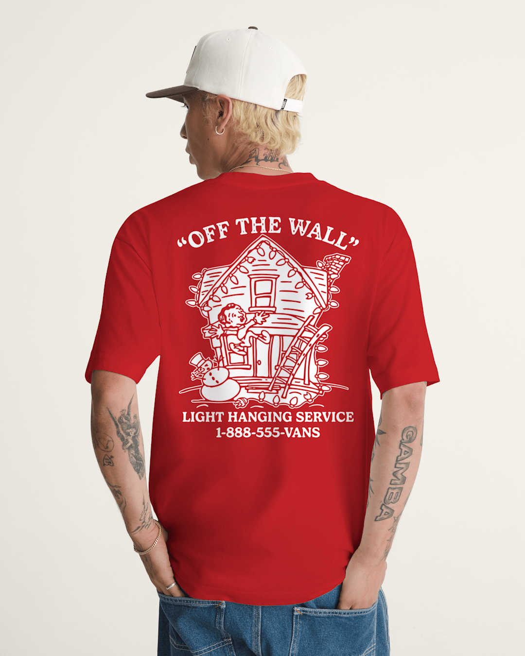 Vans Deck the Walls T-Shirt in Red