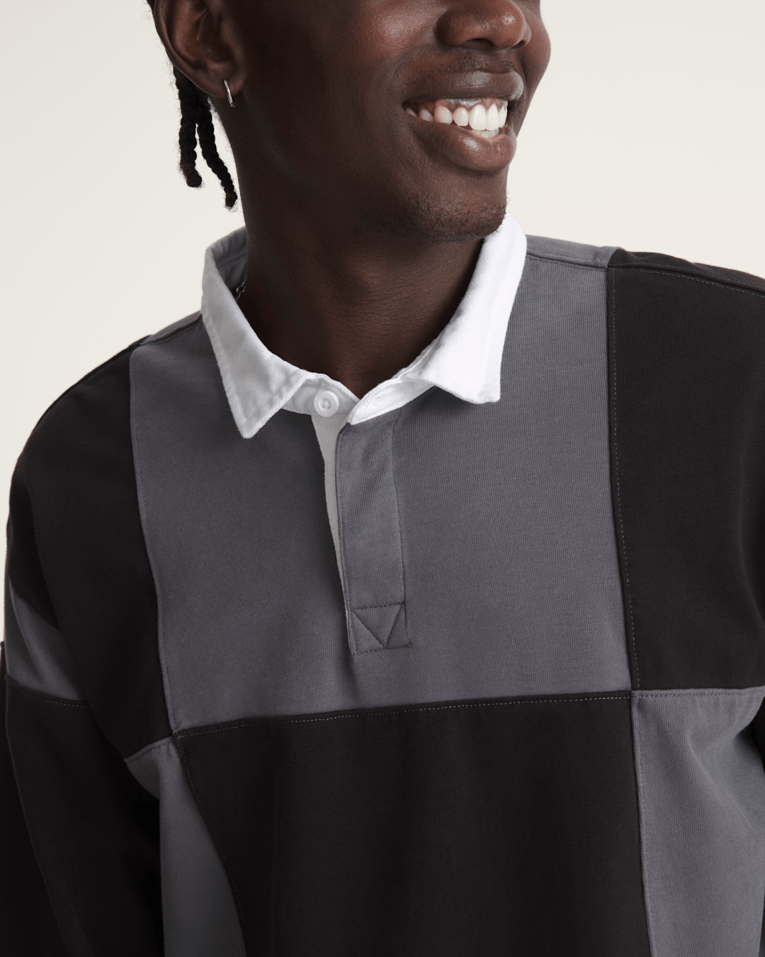 Vans Grant Checkerboard Rugby Shirt in Black