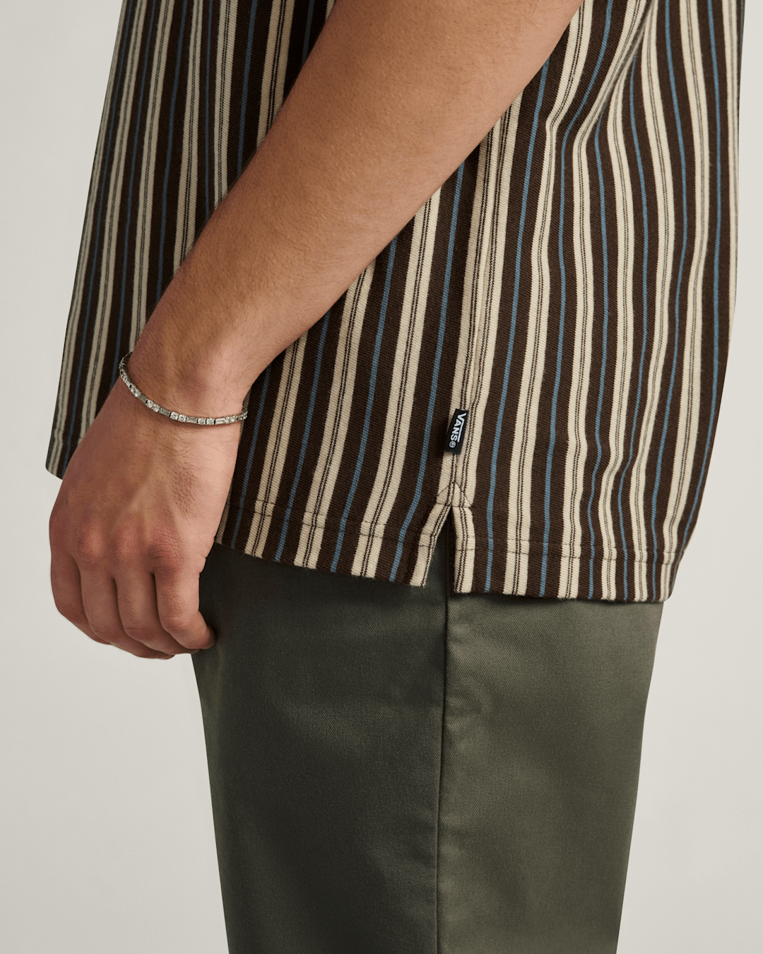 Vans Layton Stripe Polo Shirt in Demitasse Brown