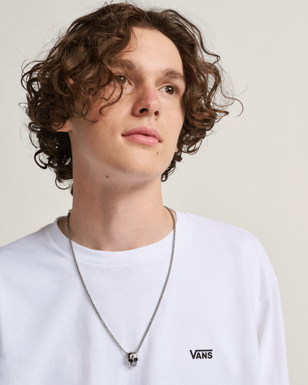 Vans Left Chest Logo Long Sleeve T-Shirt in White / Black