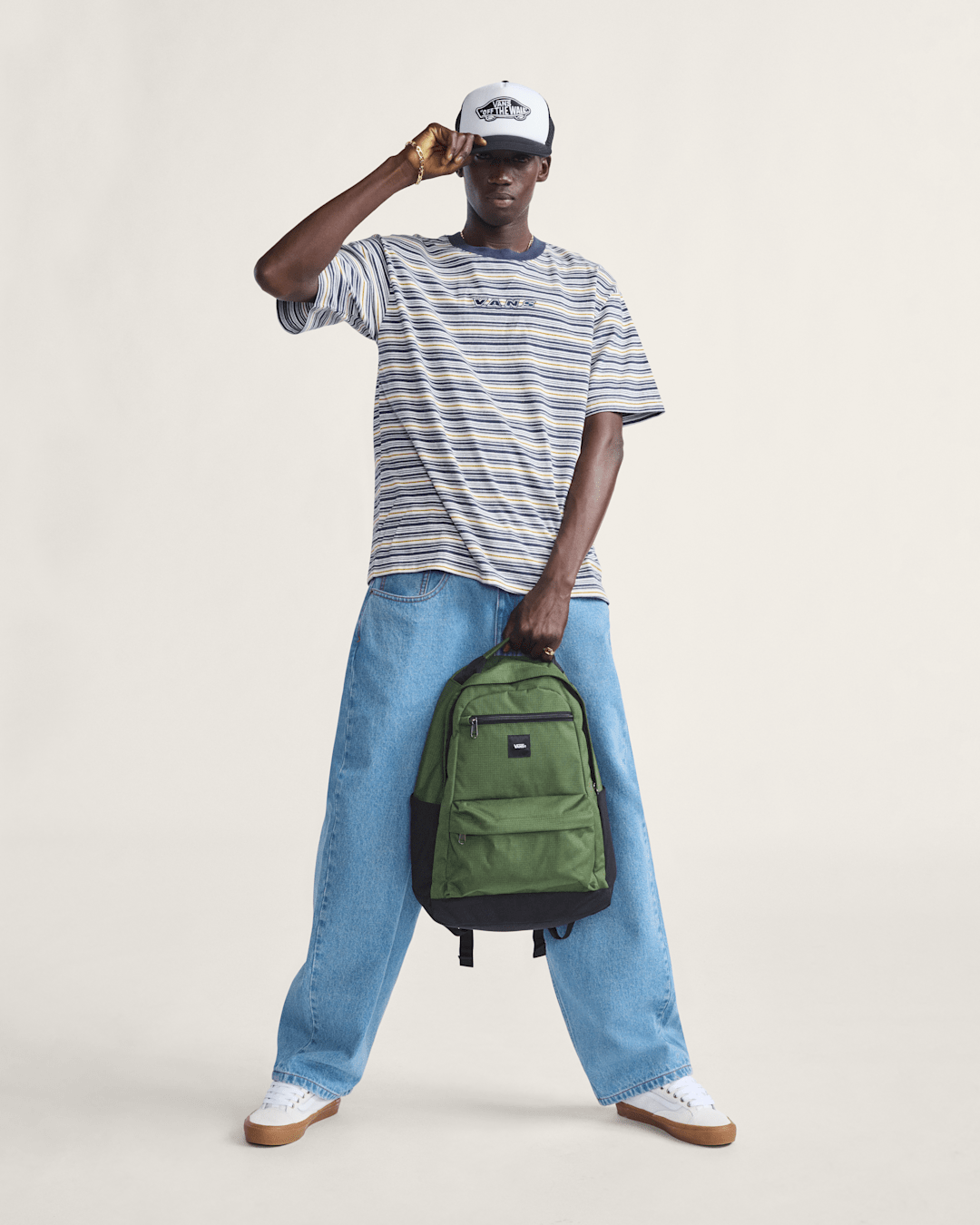 Vans Cameron Stripe Shirt in Blue / Marshmallow White