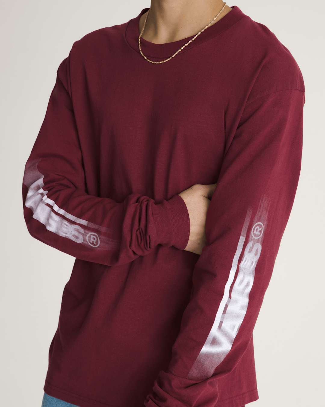Vans Blur Drop Long Sleeve T-Shirt in Burgundy