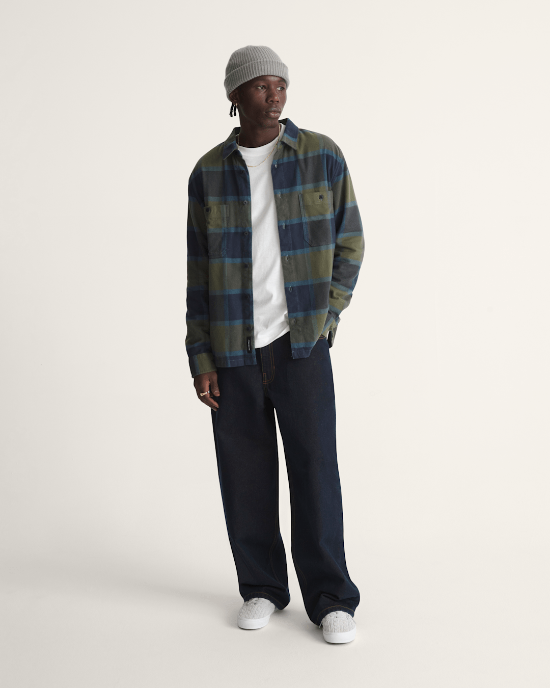Vans Check-5 Baggy Denim Pants in Dark Rinse Blue