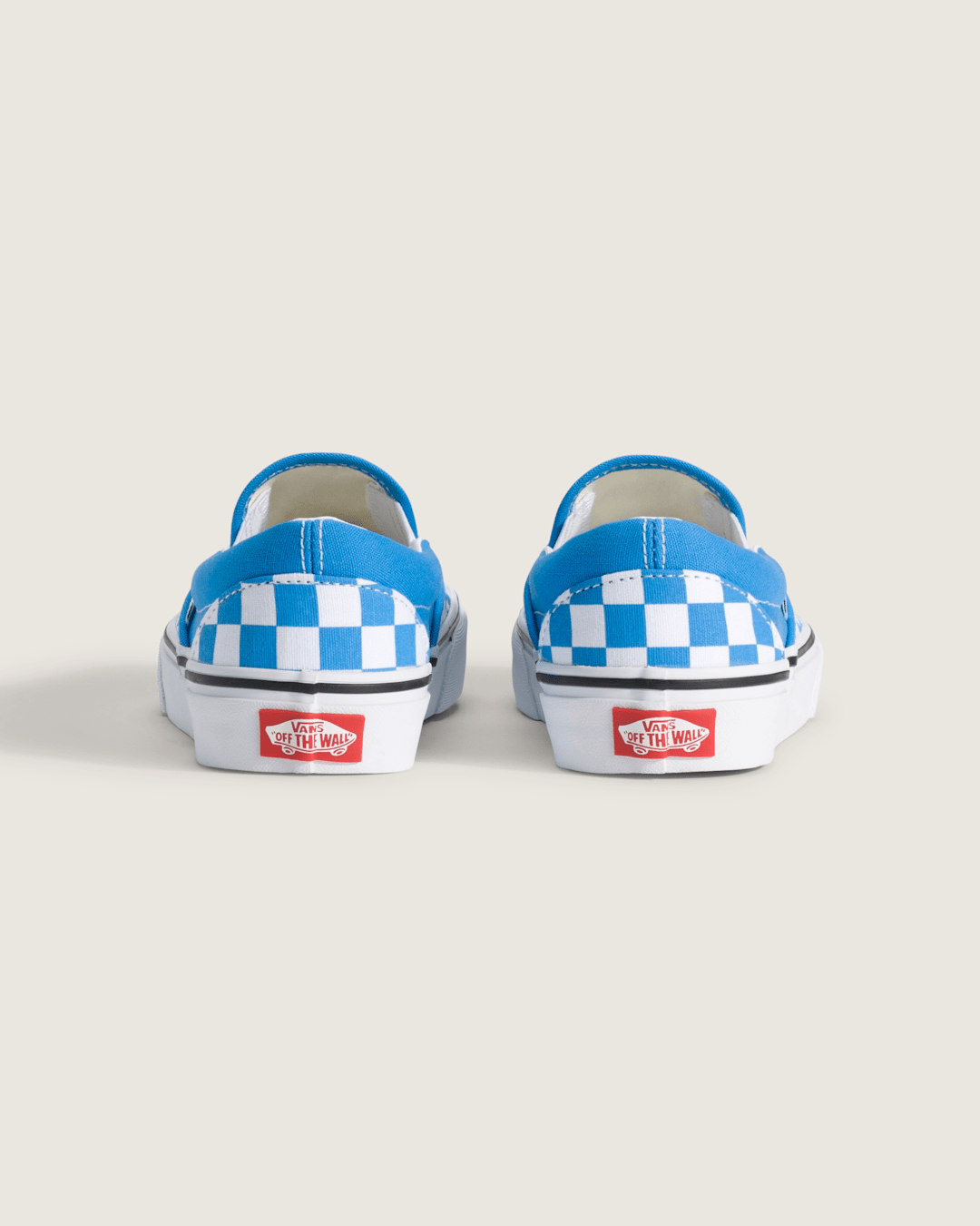 Vans Big Kids Classic Slip-On Checkerboard Shoe in Checkerboard Bright Azure Blue