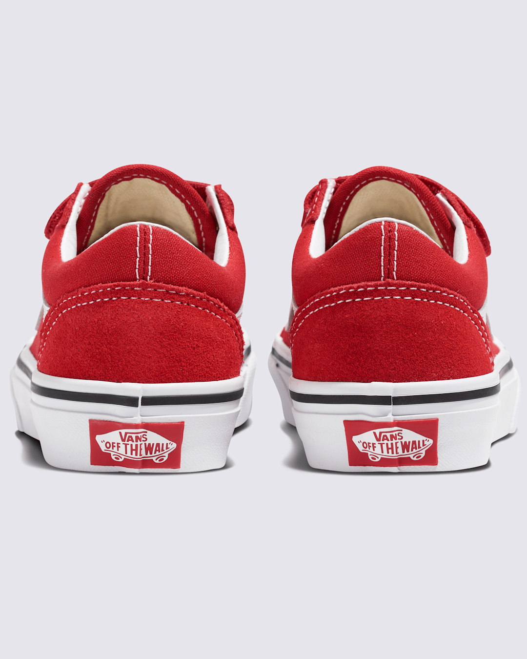 Vans Little Kids Old Skool V Shoe in Racing Red / True White