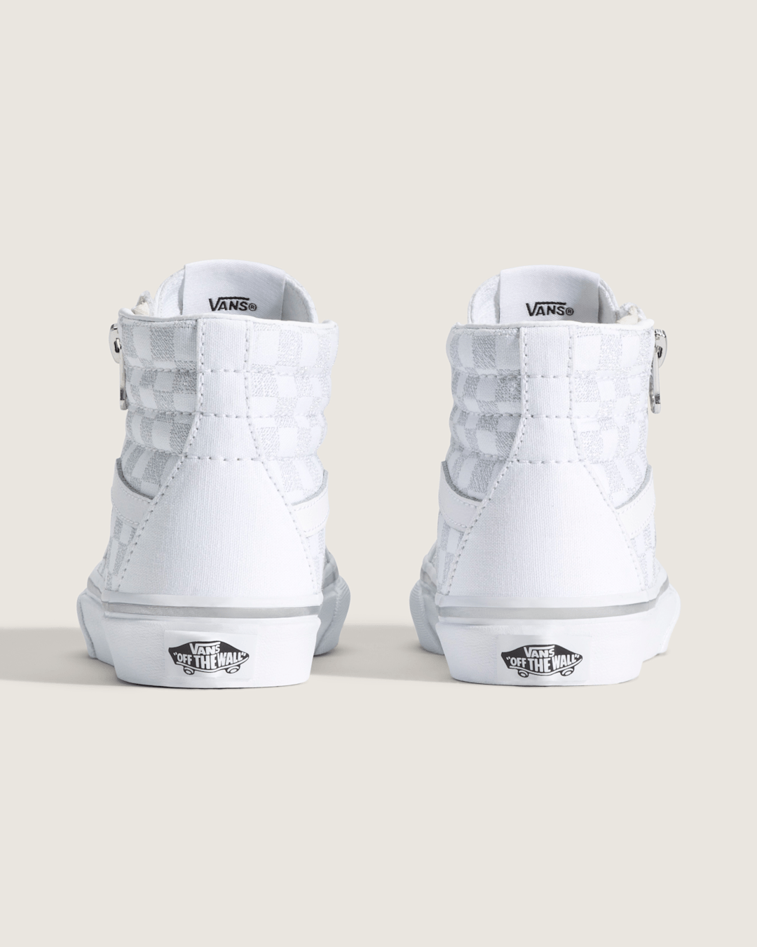 Vans Little Kids SK8-Hi Side Zip Checkerboard Shoe in Checkerboard Silver Grey