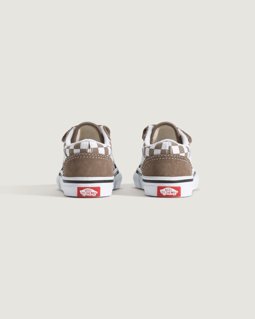 Vans Toddler Old Skool V Checkerboard Shoe in Checkerboard Walnut Brown