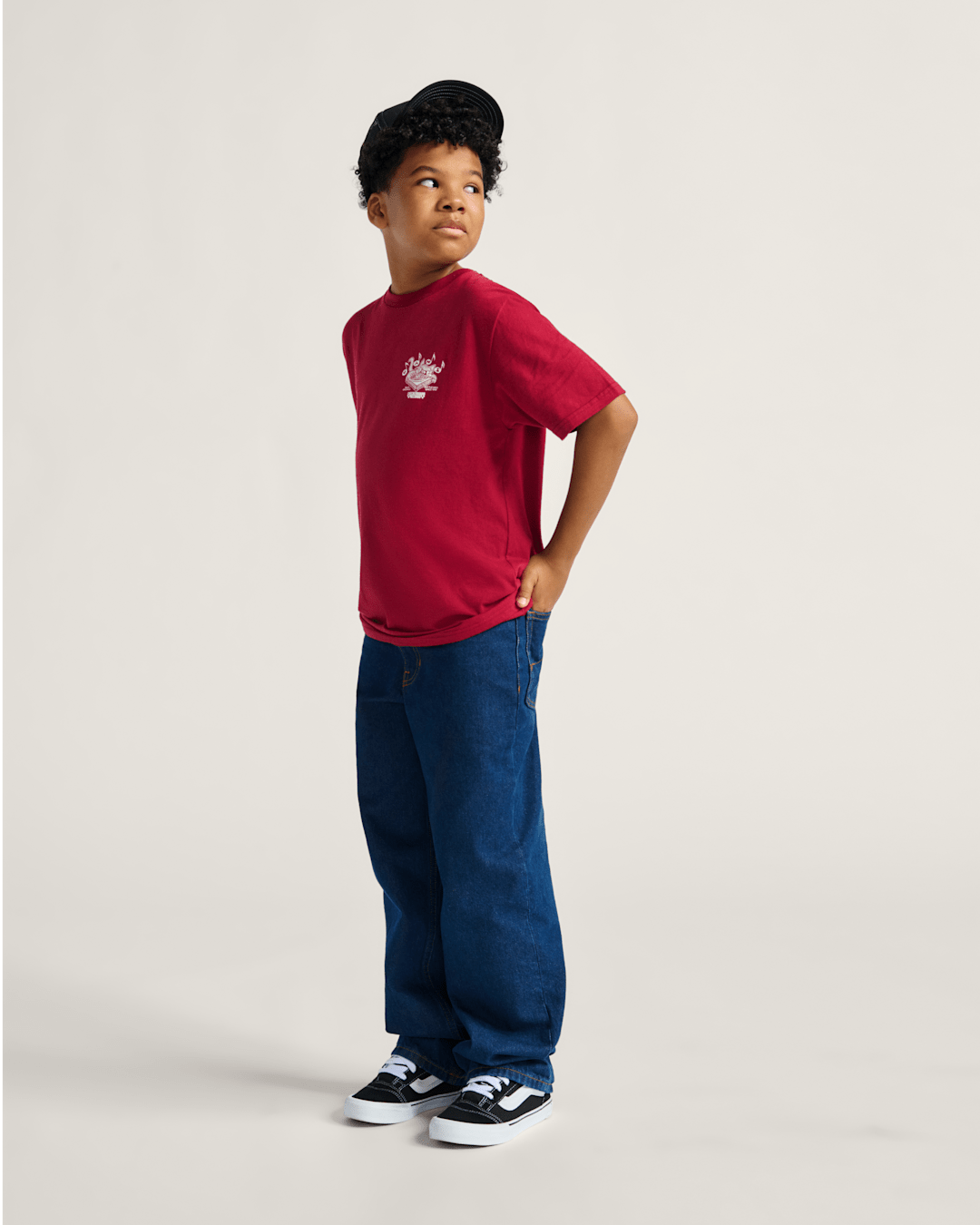 Vans Kids Check-5 Loose Denim Pants in Midnight Blue