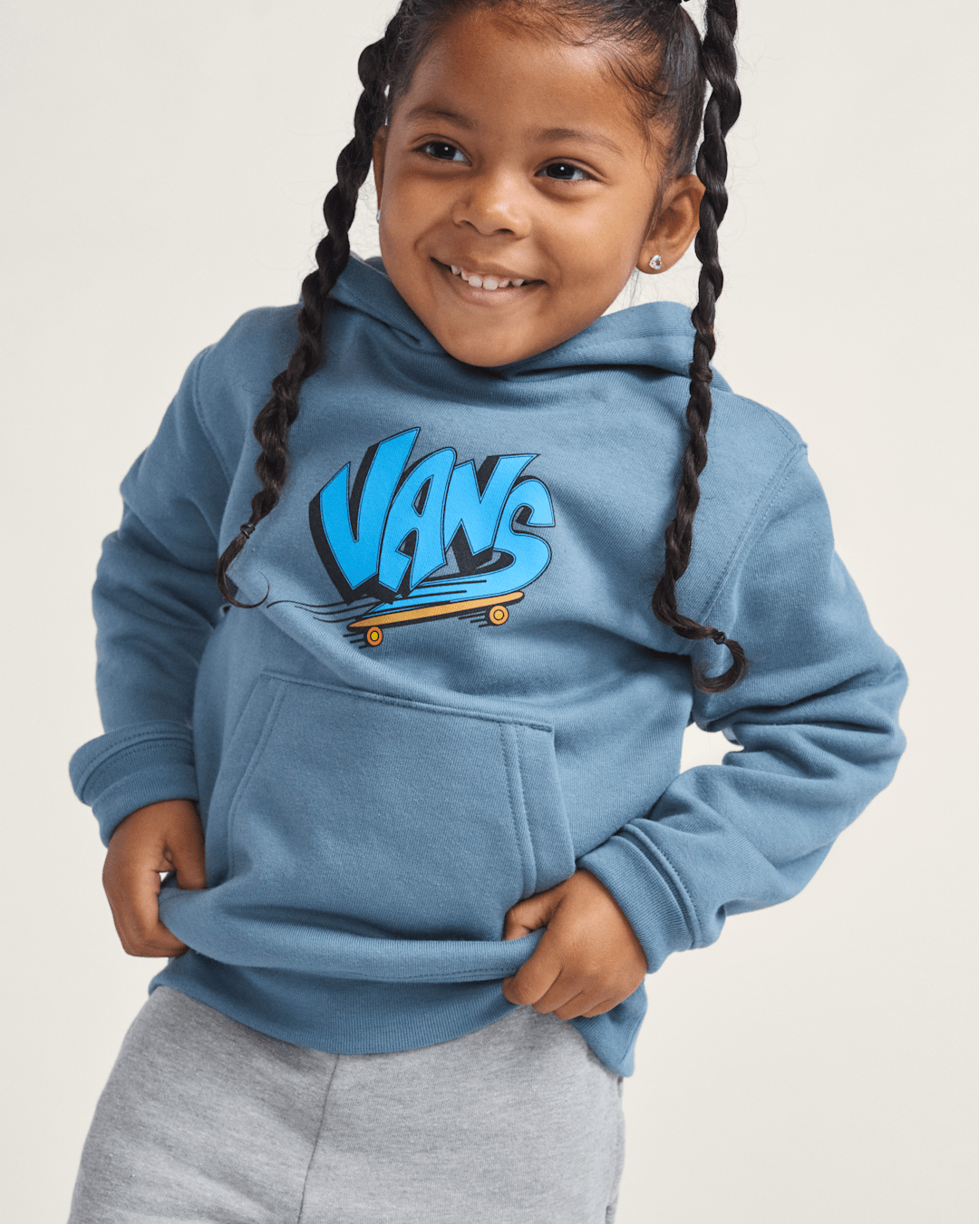 Vans Little Kids Vans Sk8 Pullover Hoodie in Stormy Weather Black