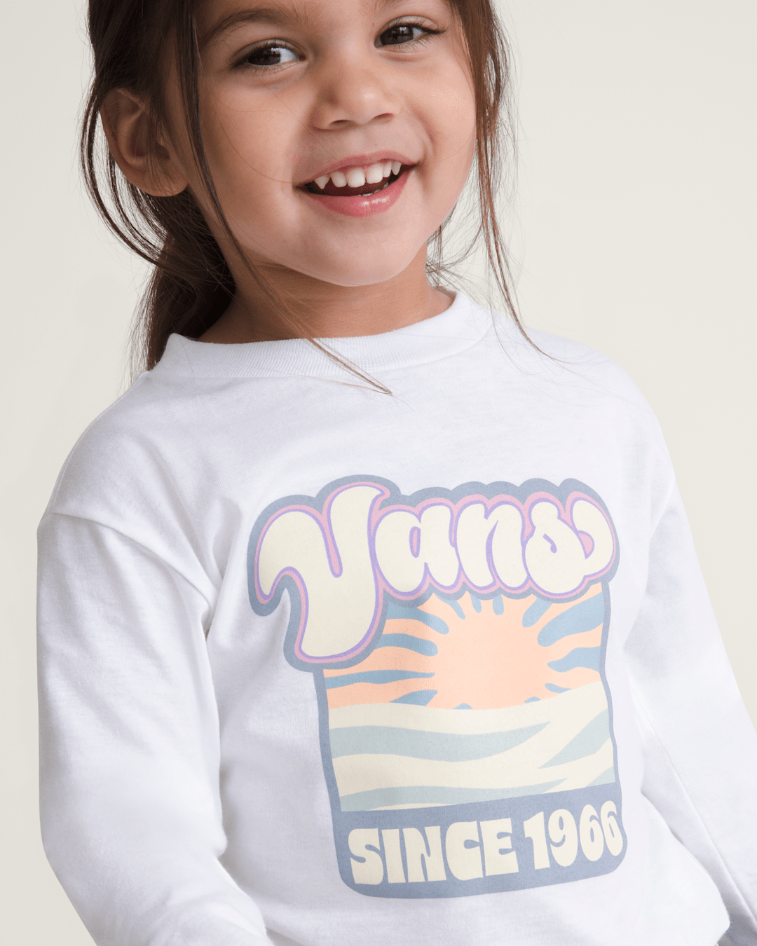 Vans Little Kids Sun Dip Long Sleeve T-Shirt in White