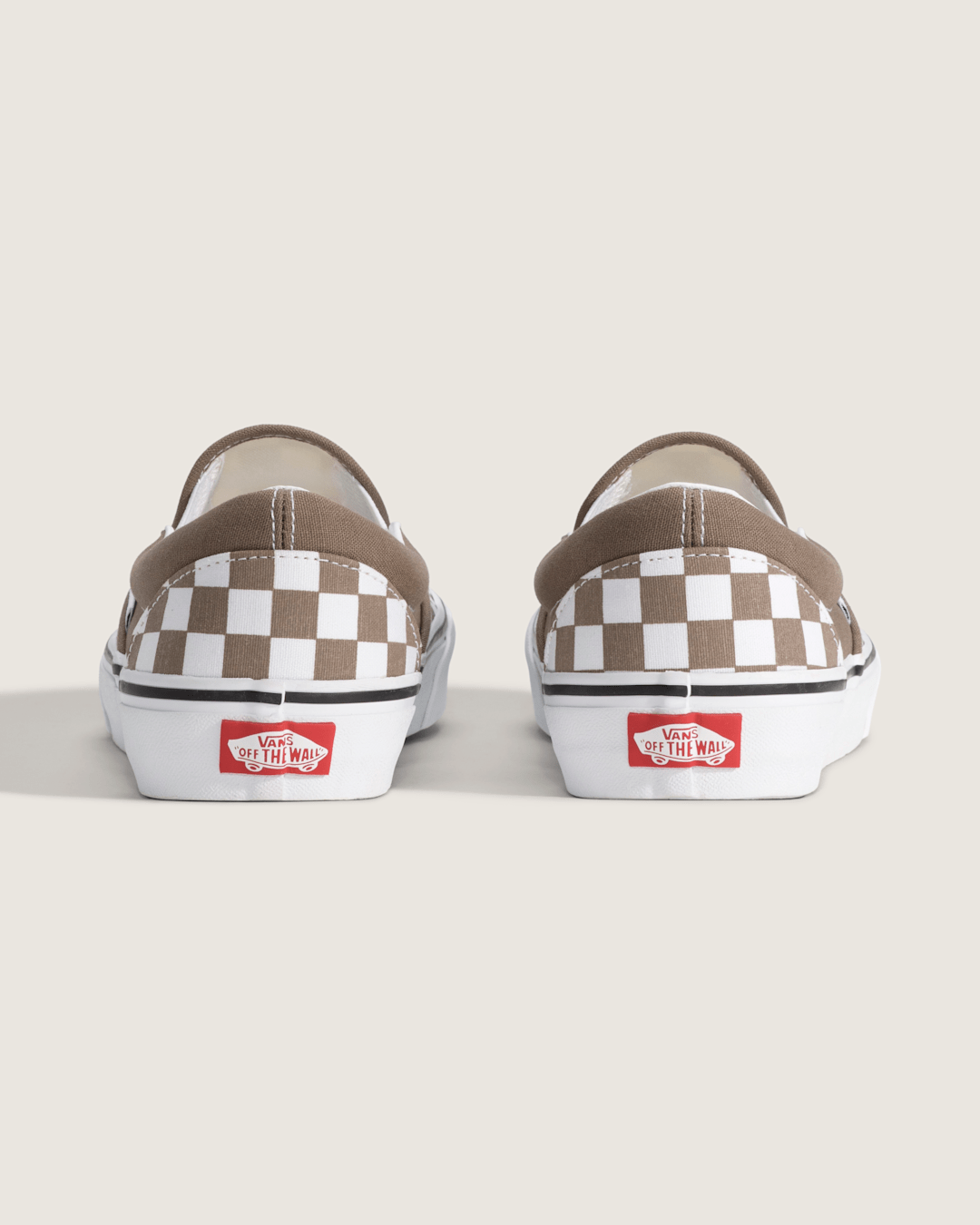 Vans Classic Slip-On Checkerboard Shoe in Checkerboard Walnut Brown / White