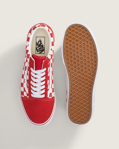 Vans Old Skool Checkerboard Shoe in Checkerboard Racing Red / White
