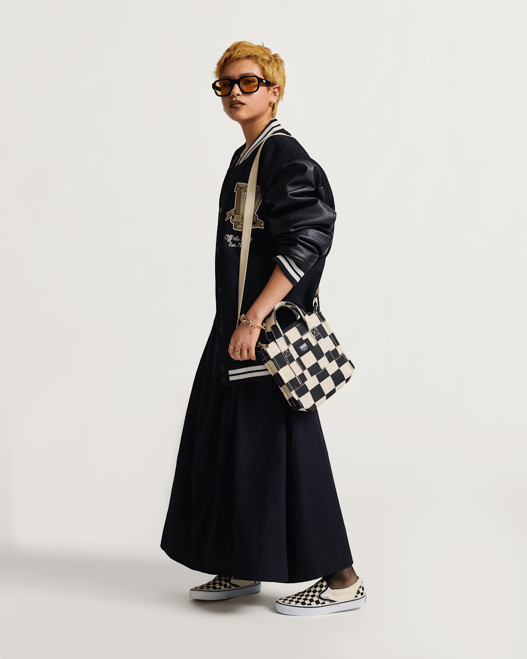 Vans Lil Pergs Checkerboard Tote Bag in Antique White / Black