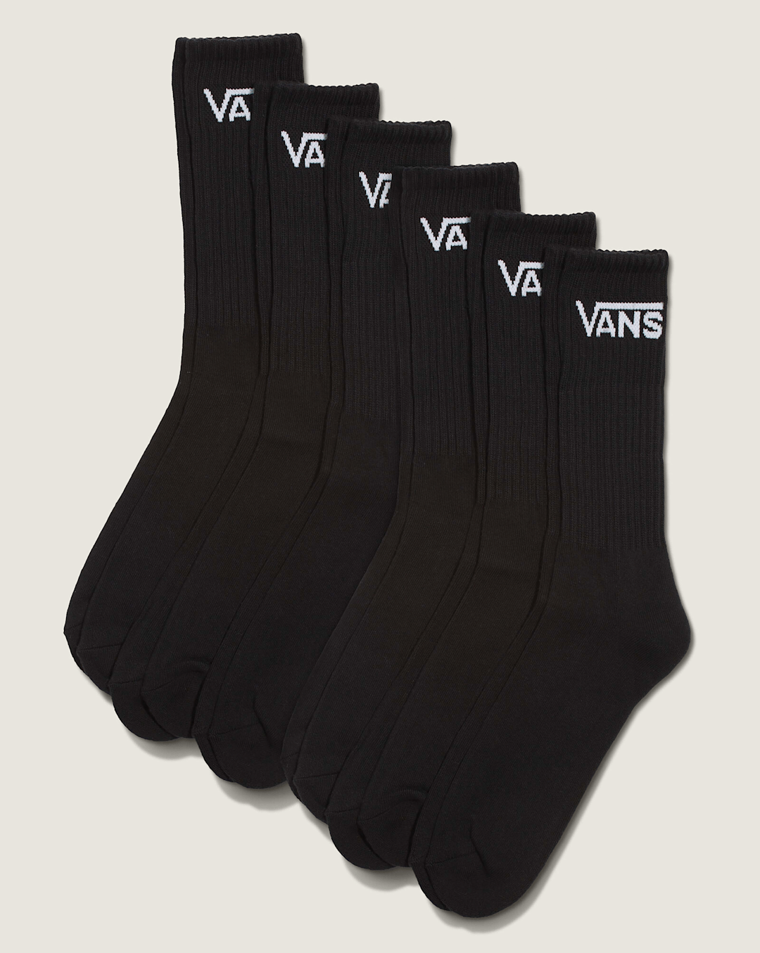 Vans Classic Crew Socks 6-Pack in Black