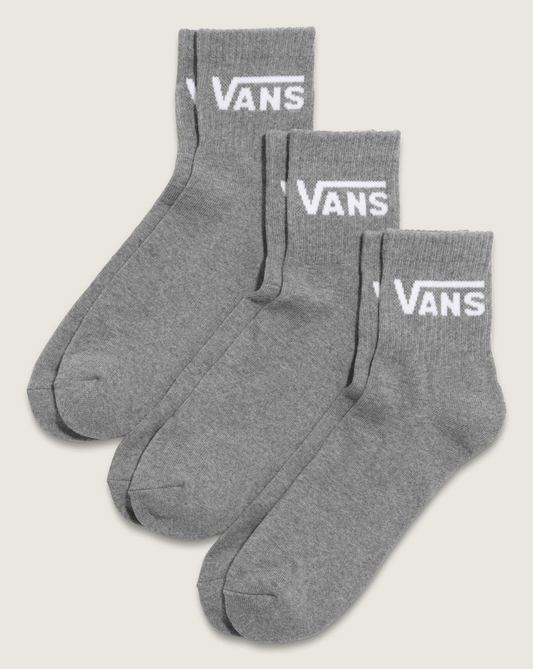 Vans Classic Half Crew Socks 3-Pack in Heather Grey