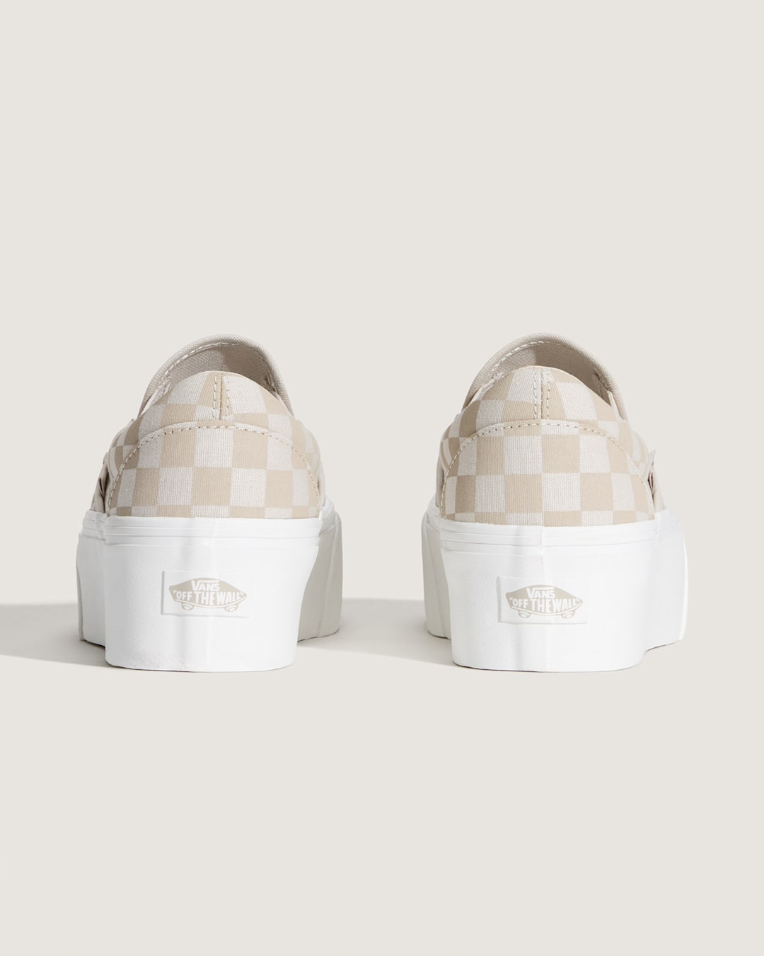 Vans Classic Slip-On Platform Checkerboard Shoe in Checkerboard Mushroom Brown / Marshmallow White