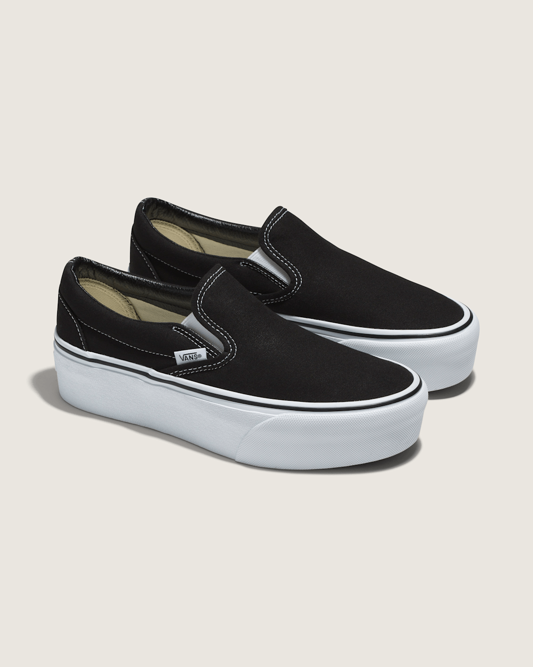 Vans Classic Slip-On Platform Shoe in Black / True White