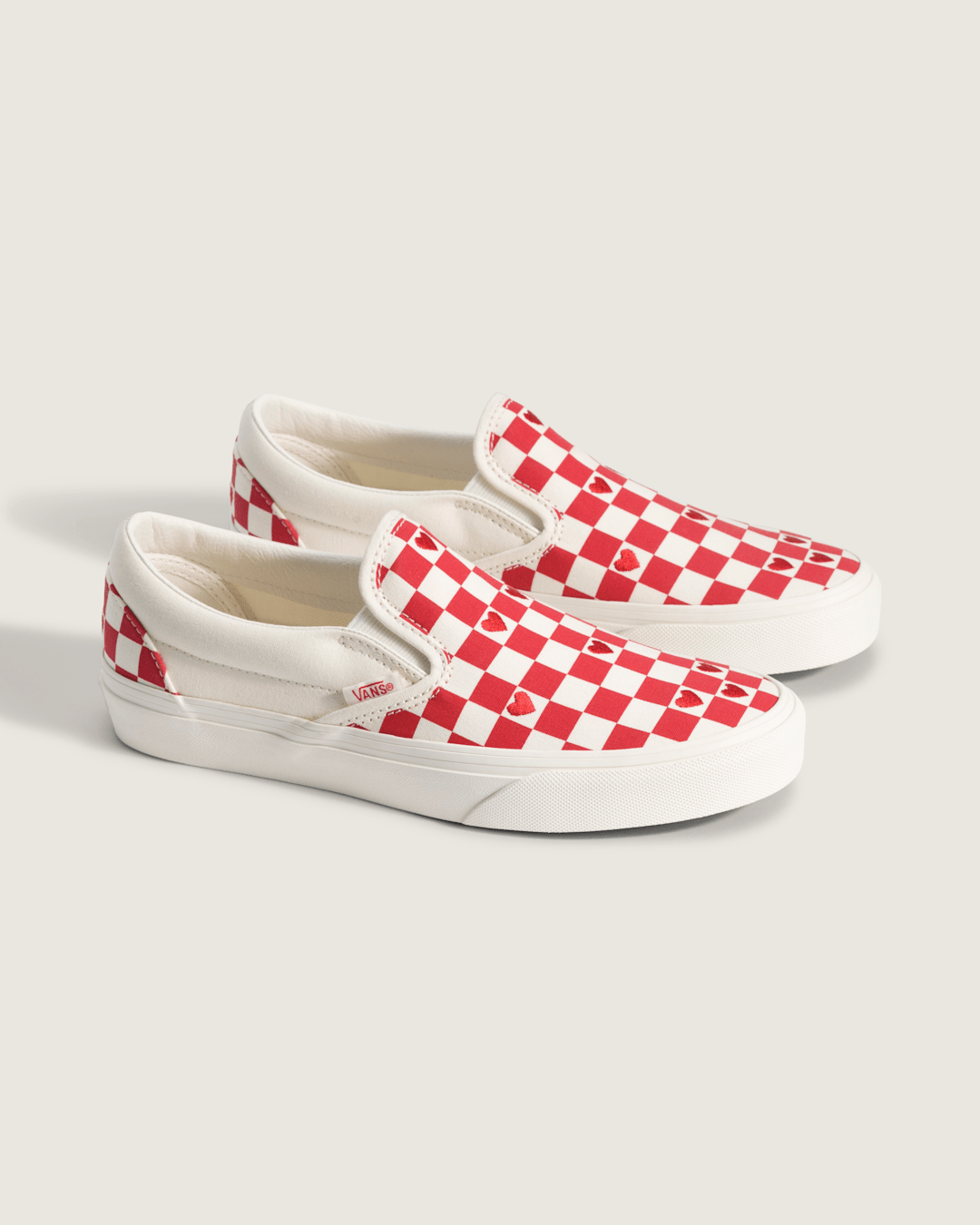 Vans Classic Slip-On Checkerboard Shoe in Checkerboard Racing Red