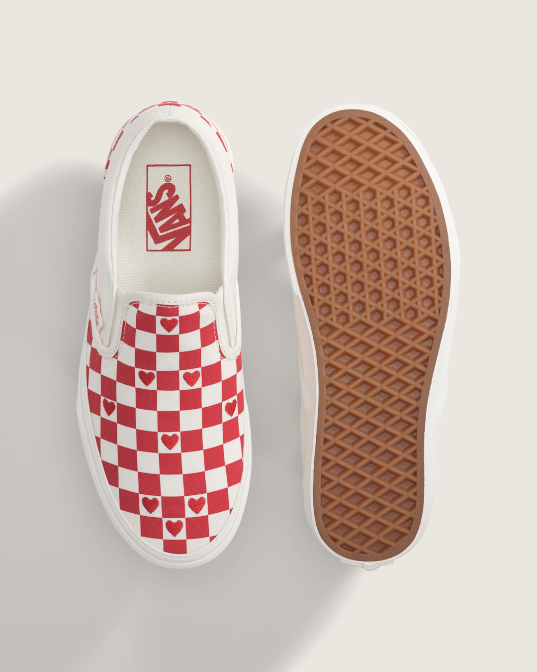Vans Classic Slip-On Checkerboard Shoe in Checkerboard Racing Red