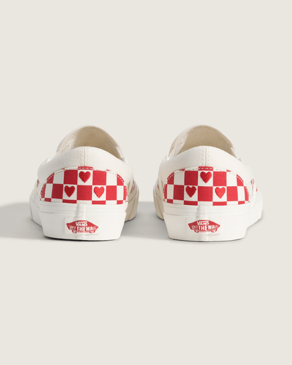 Vans Classic Slip-On Checkerboard Shoe in Checkerboard Racing Red