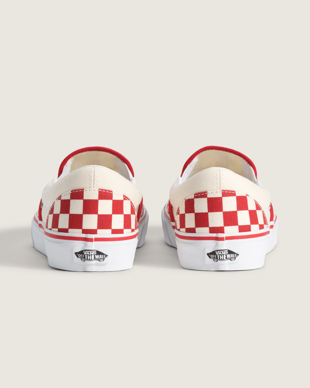 Vans Classic Slip-On Checkerboard Shoe in Racing Red / White