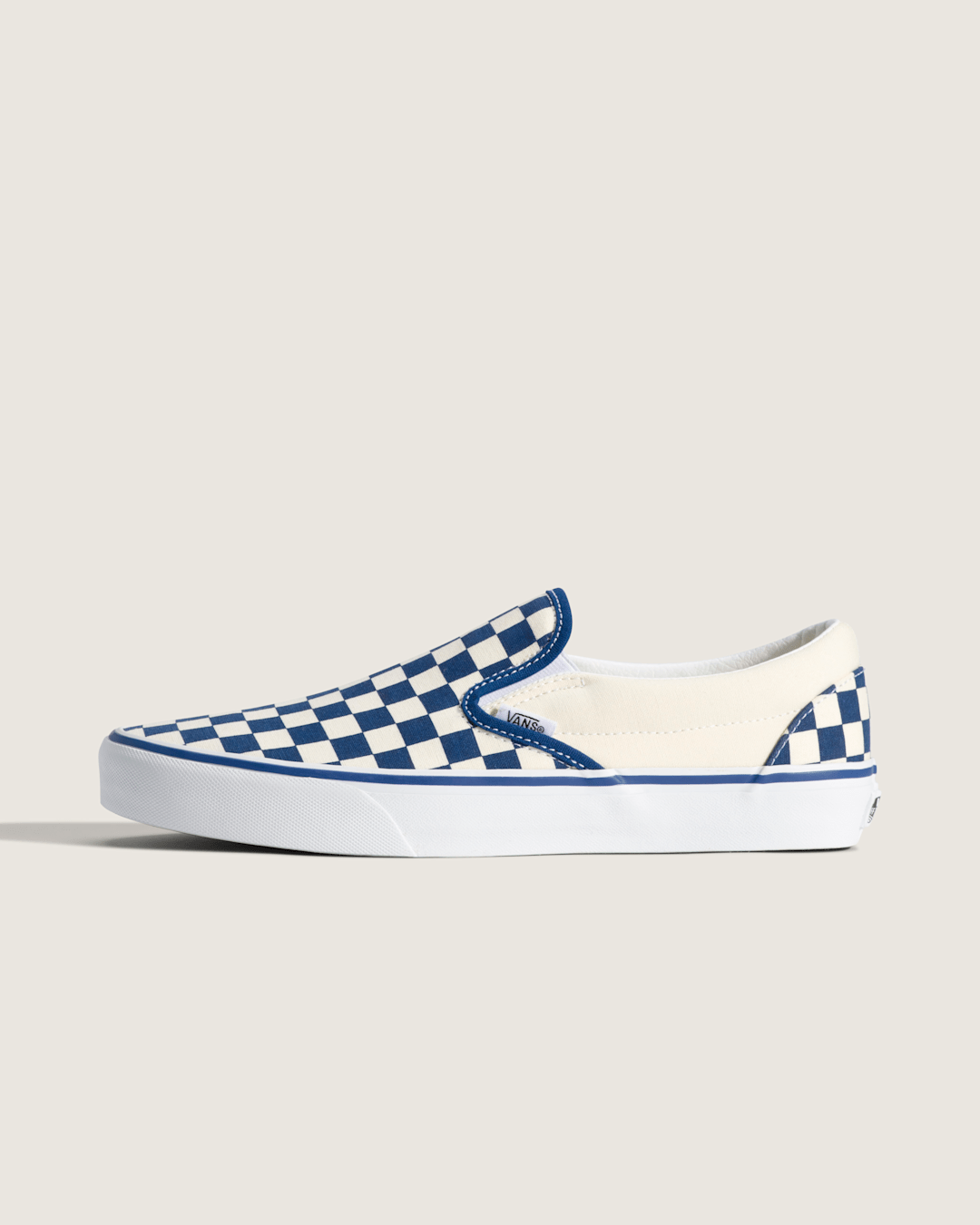 Vans Classic Slip-On Checkerboard Shoe in True Blue / White