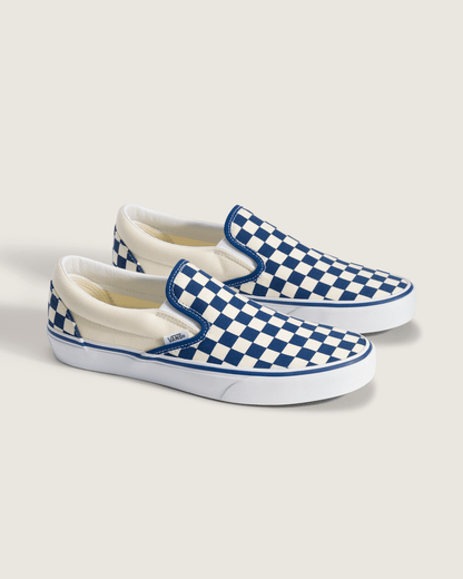 Vans Classic Slip-On Checkerboard Shoe in True Blue / White