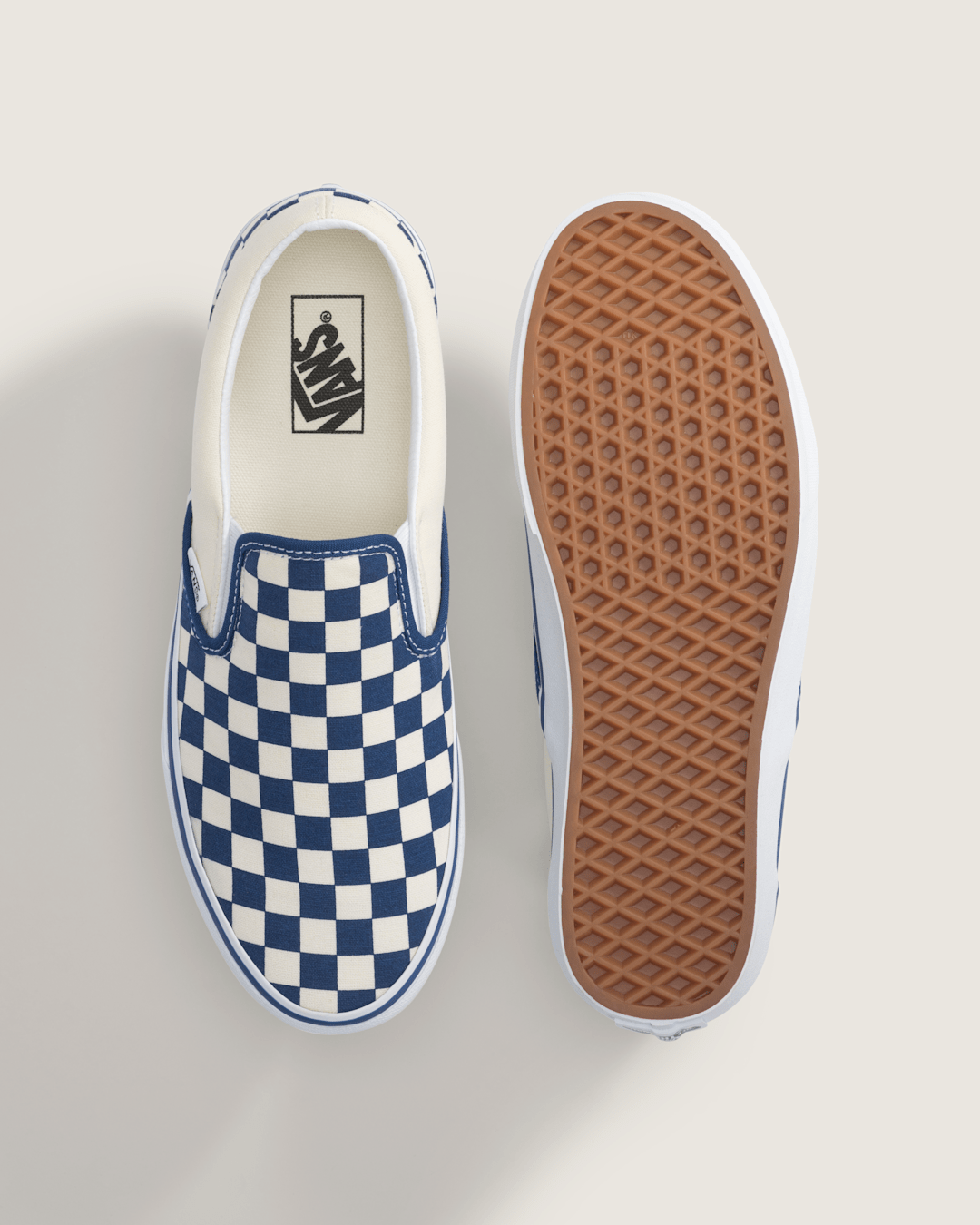 Vans Classic Slip-On Checkerboard Shoe in True Blue / White