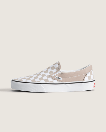 Vans Classic Slip-On Checkerboard Shoe in Checkerboard Mushroom Brown