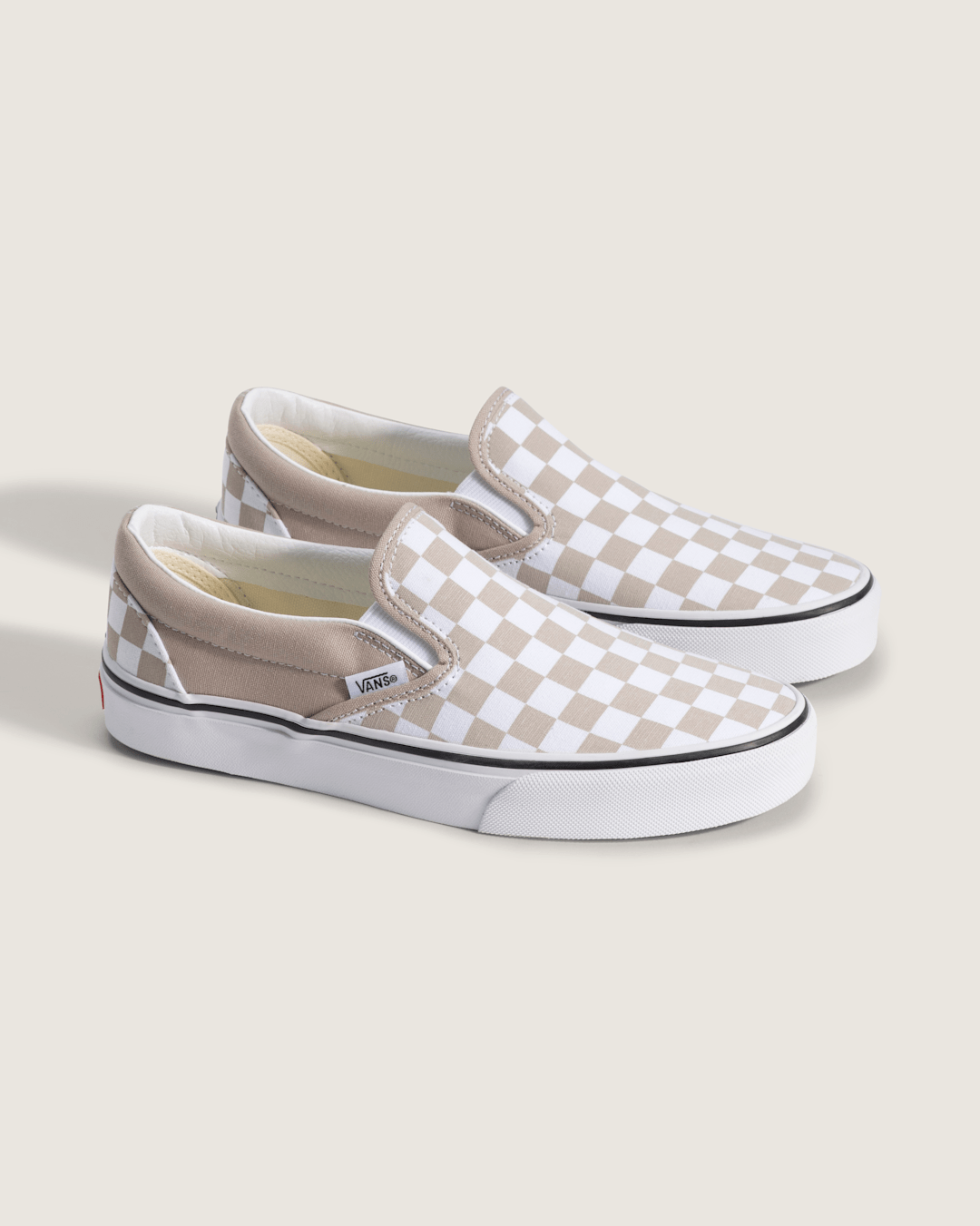 Vans Classic Slip-On Checkerboard Shoe in Checkerboard Mushroom Brown