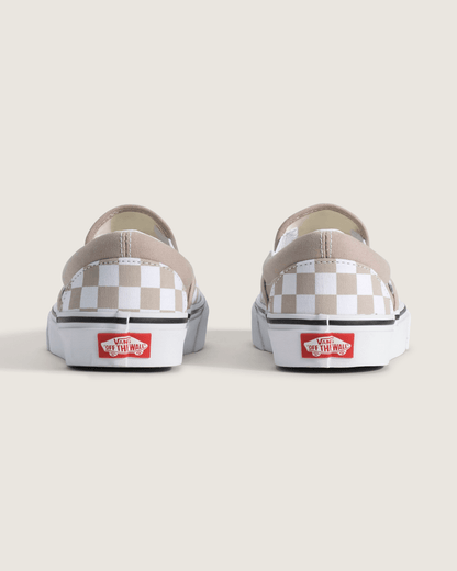 Vans Classic Slip-On Checkerboard Shoe in Checkerboard Mushroom Brown