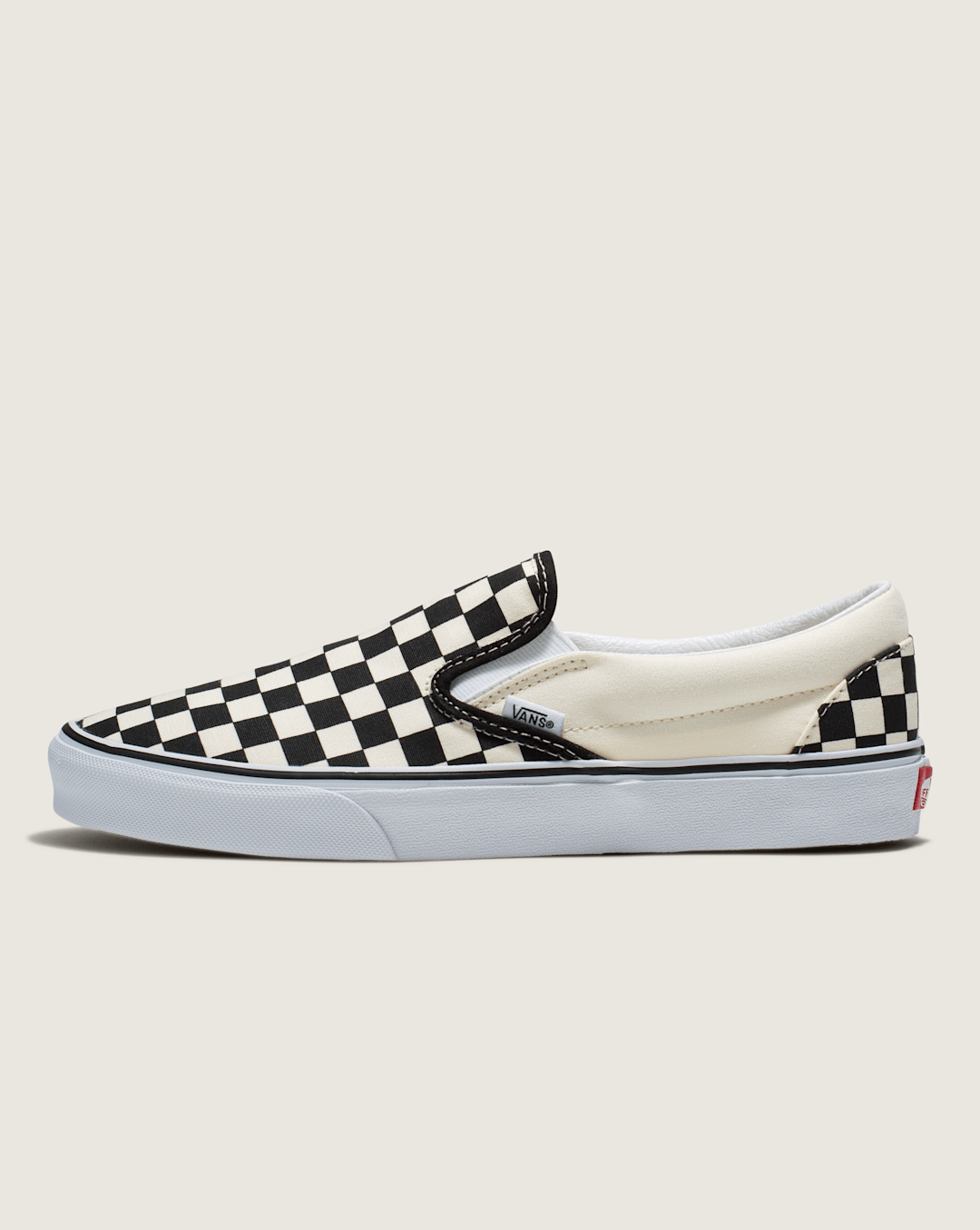 Vans Classic Slip-On Wide Checkerboard Shoe in Checkerboard Black / Classic White