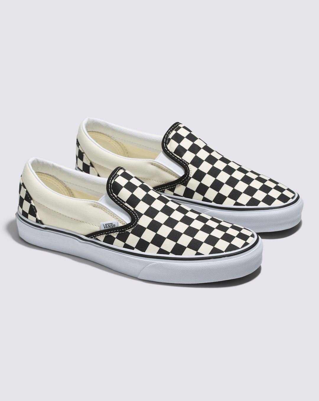 Vans Classic Slip-On Wide Checkerboard Shoe in Checkerboard Black / Classic White