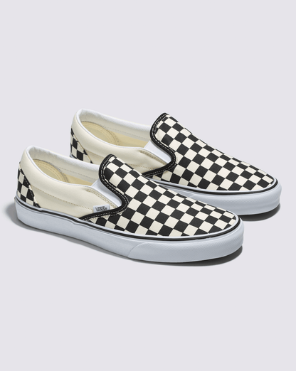Vans Classic Slip-On Wide Checkerboard Shoe in Checkerboard Black / Classic White