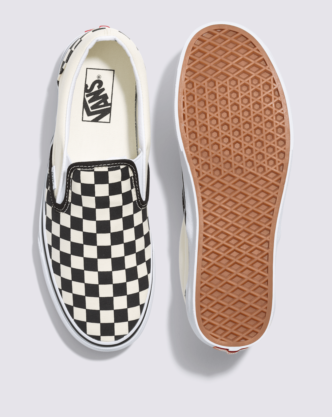 Vans Classic Slip-On Wide Checkerboard Shoe in Checkerboard Black / Classic White