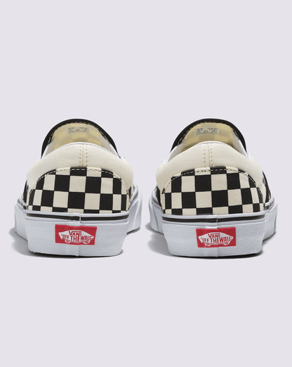 Vans Classic Slip-On Wide Checkerboard Shoe in Checkerboard Black / Classic White