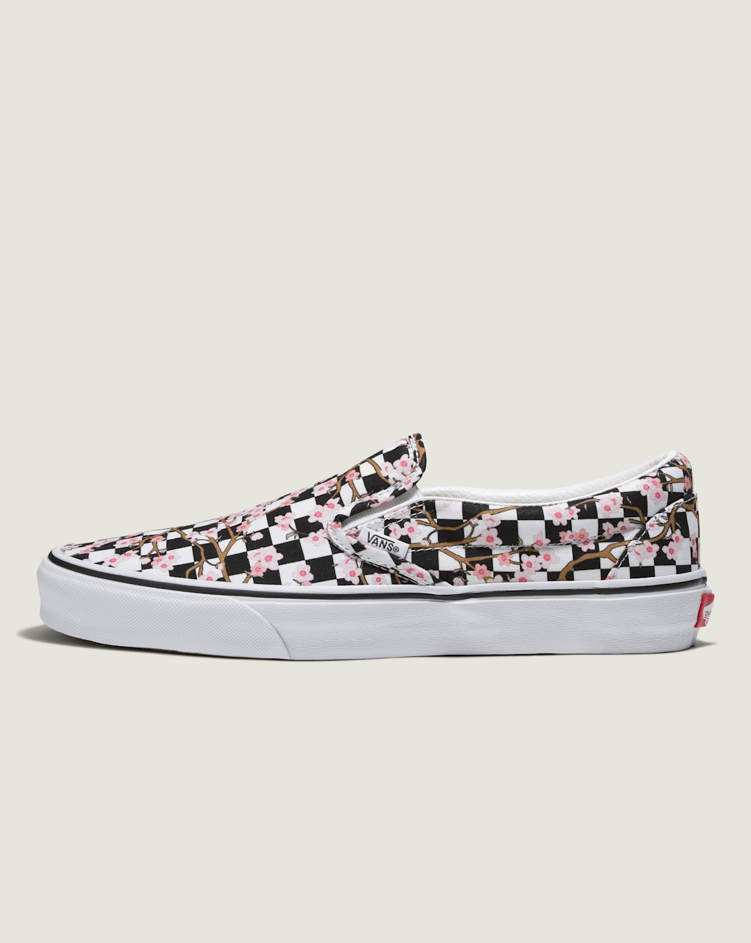 Vans Customs Classic Slip-On Checkerboard Shoe in Cherry Blossom Pink / Black